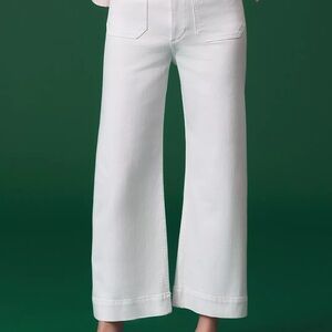 Maeve Collette Cropped White Jeans